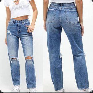 Pacsun, Eco Medium Blue Distressed Dad Jeans, Size 23